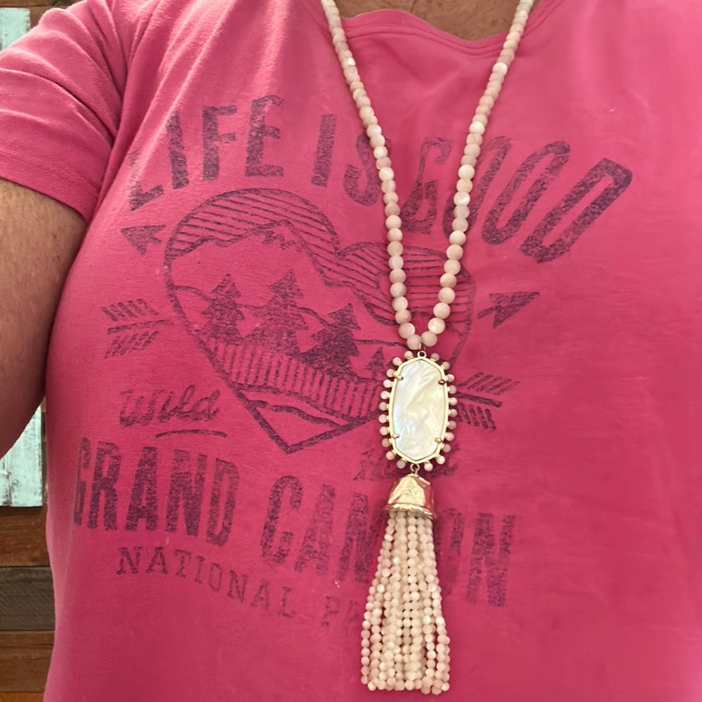 Kendra Scott long Mother of pearl necklace